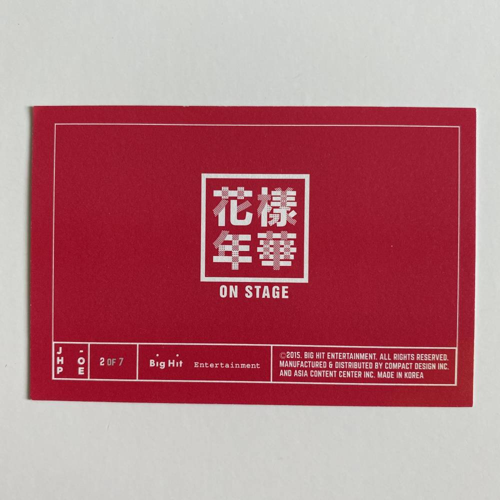 BTS '花樣年華 ON STAGE' 2015 MINI PHOTOCARD - J-HOPE (2/7)